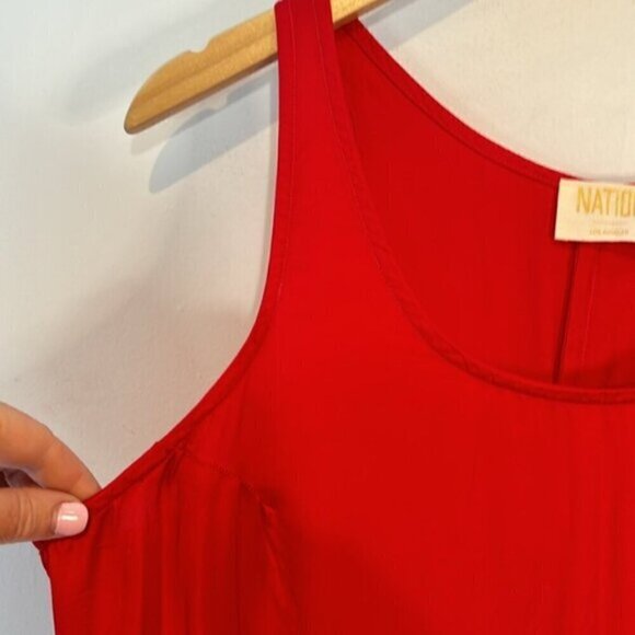 Nation LTD Campari Red Sateen Slip Dress Small - Picture 5 of 8